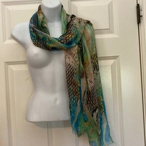 Peacock Patterned Gauze Scarf